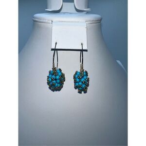 Vintage Turquoise Color Bead Cluster Earrings